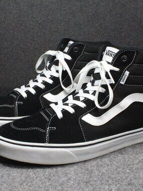 Vans Filmore Hi Sk8 Hi Skate Canvas Suede Black White Shoes Men's Size 12